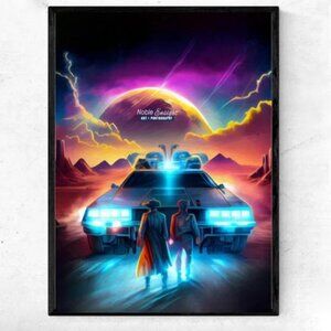 Back To The Future Delorean Fantasy Art Illustration Oil Painting‎ Print